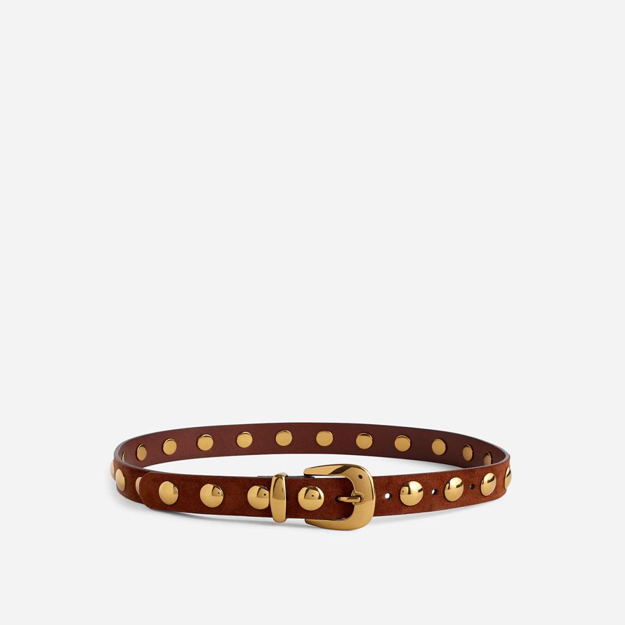 brown womens madewell studded western belt
