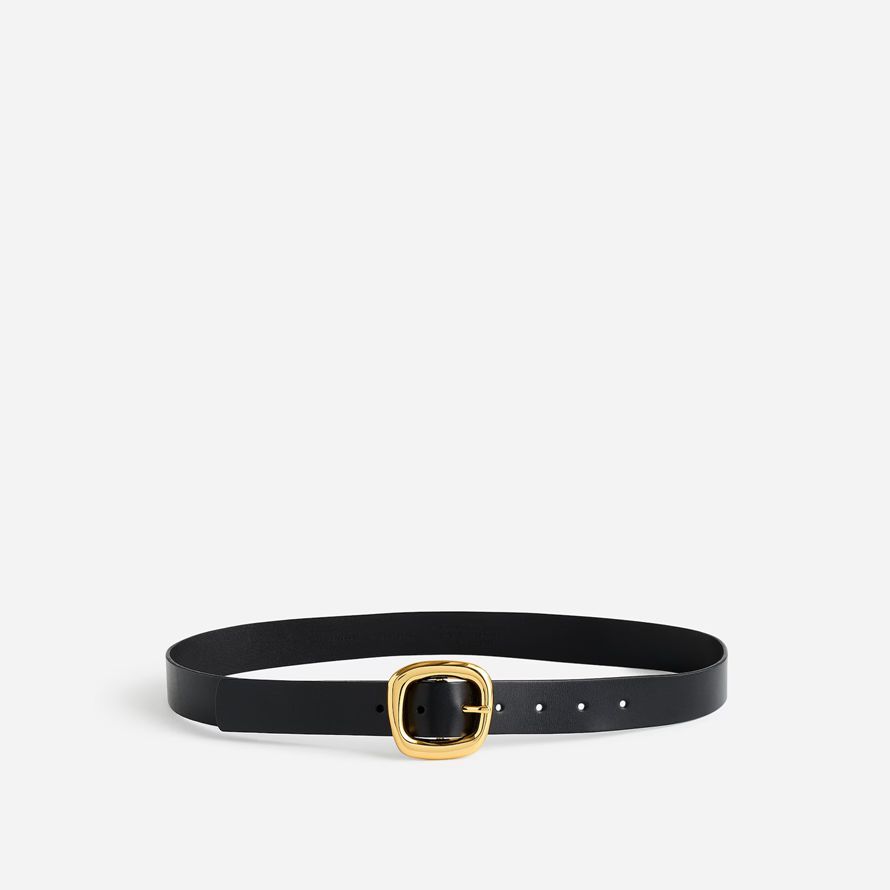womens madewell sculptural buckle belt black
