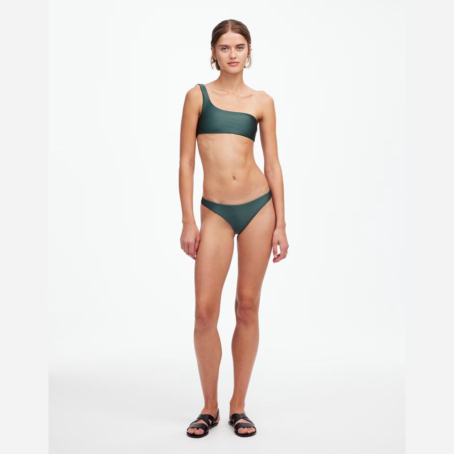 womens madewell jade swimᆴ most wanted bikini bottom dark green