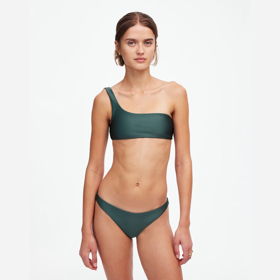 womens madewell jade swimᆴ most wanted bikini bottom dark green
