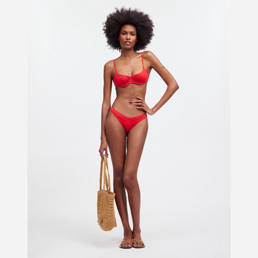 red womens madewell frankies bikinis enzo bikini bottom