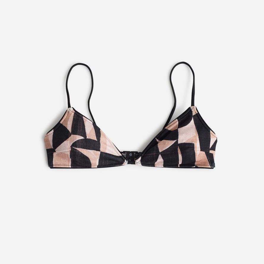 madewell zulu zephyr mosaic womens bikini top black beige