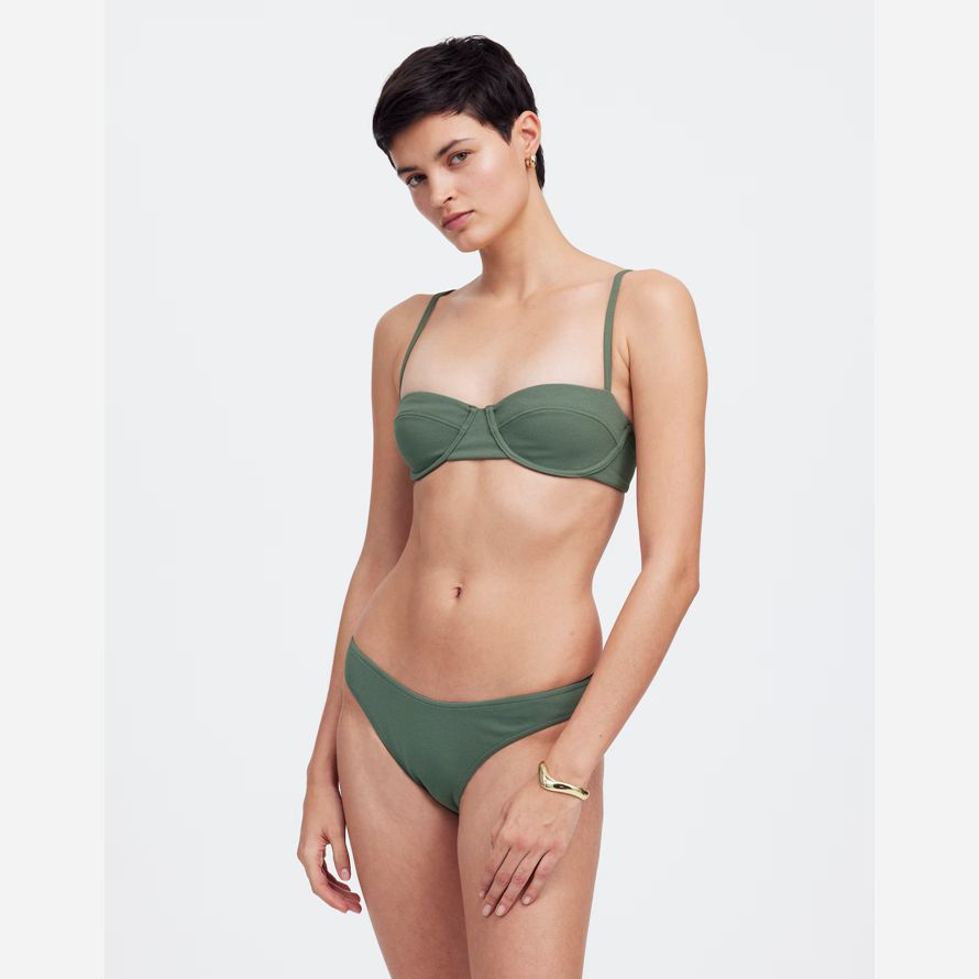 womens madewell zulu zephyr eucalyptus textured balconette bikini top green