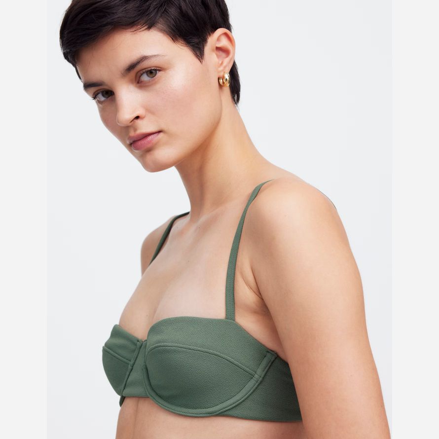womens madewell zulu zephyr eucalyptus textured balconette bikini top green