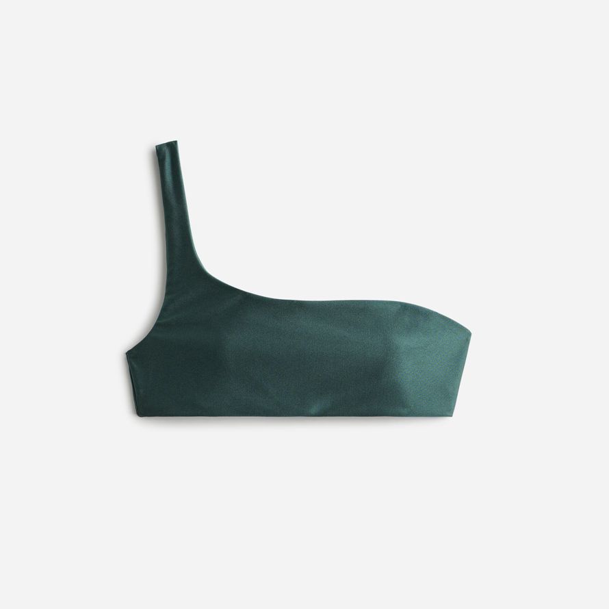 womens madewell jade swimᆴ eliza one-shoulder bikini top dark green