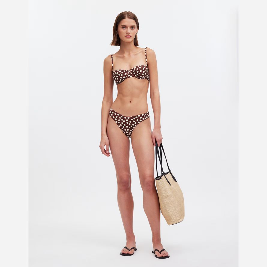 womens madewell zulu zephyr currant spot bikini top chocolate white