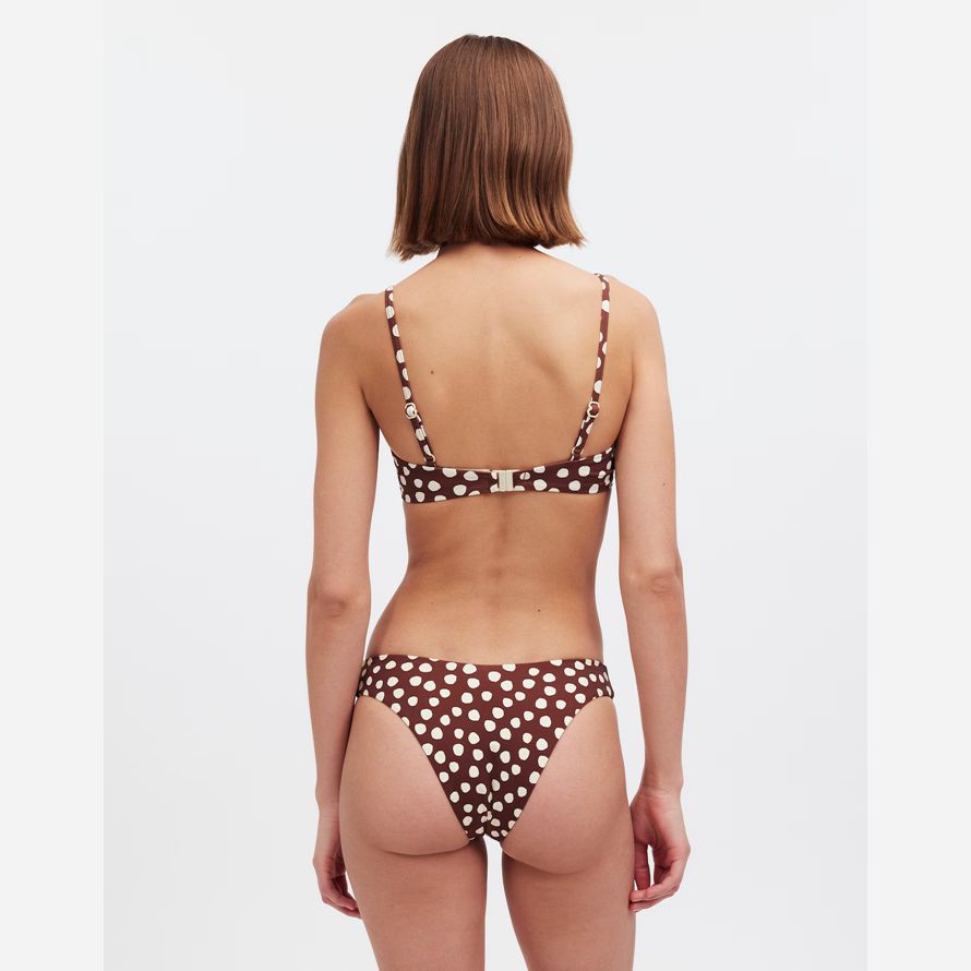 womens madewell zulu zephyr currant spot bikini top chocolate white