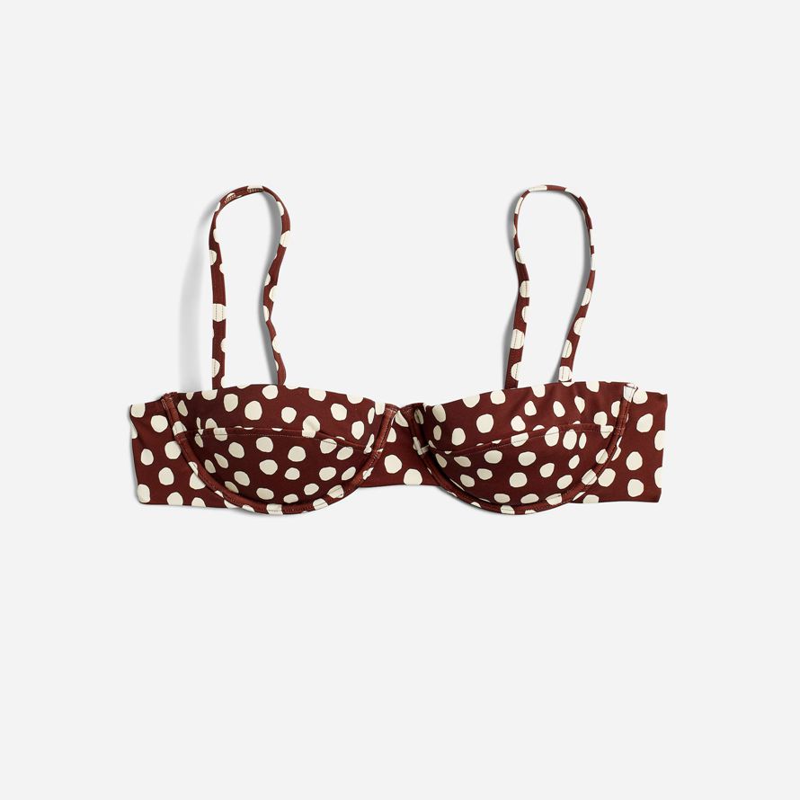 womens madewell zulu zephyr currant spot bikini top chocolate white