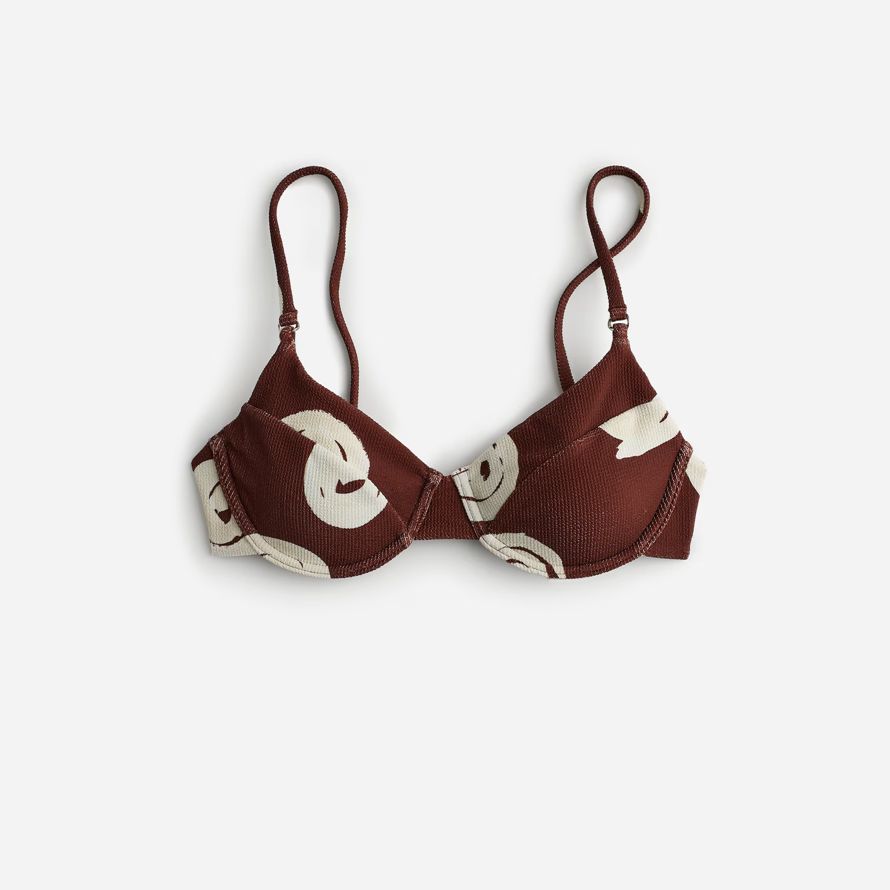 womens madewell zulu zephyr cocoa swirl textured balconette bikini top chocolate white