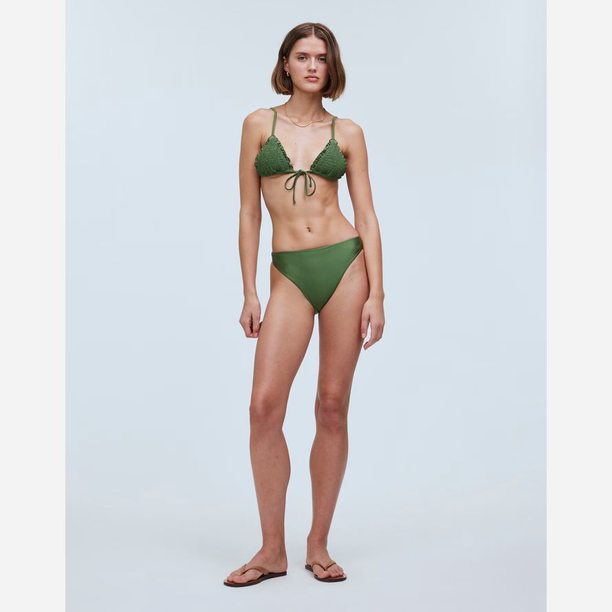 womens madewell frankies bikinis penny satin bikini top green