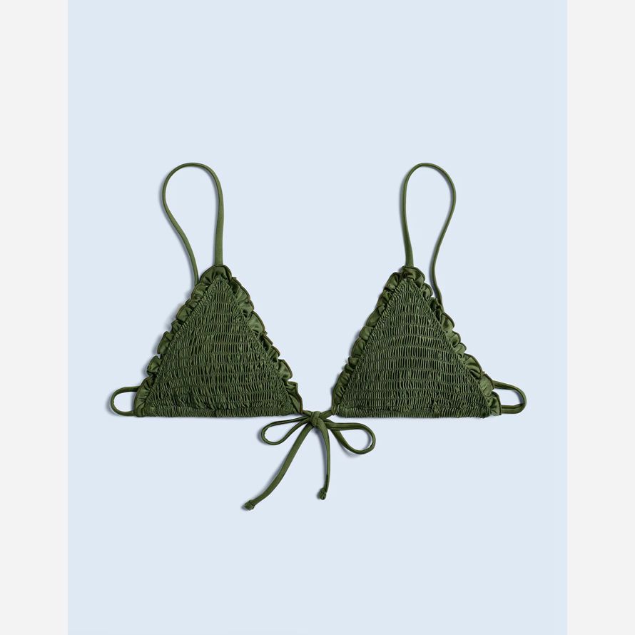 womens madewell frankies bikinis penny satin bikini top green