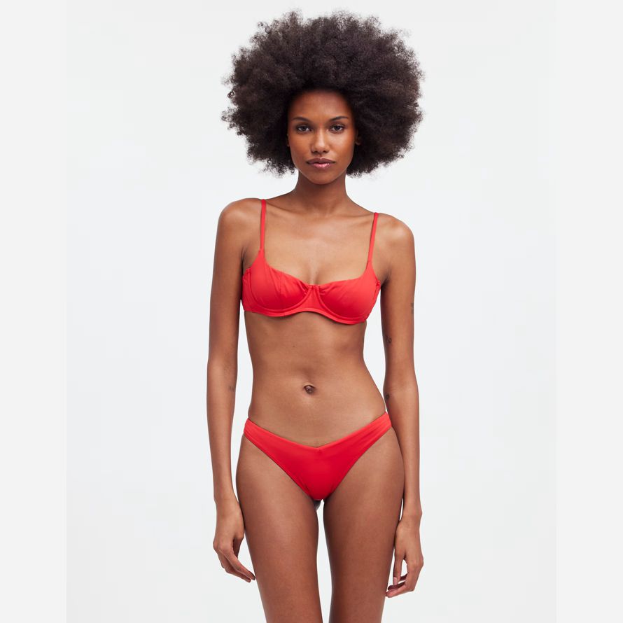 womens madewell frankies bikinis cola underwire balconette bikini top red