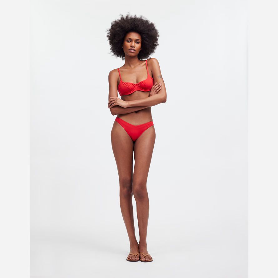 womens madewell frankies bikinis cola underwire balconette bikini top red