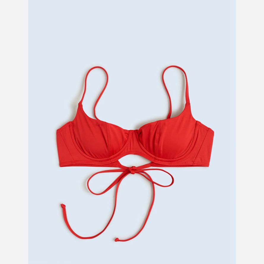 womens madewell frankies bikinis cola underwire balconette bikini top red