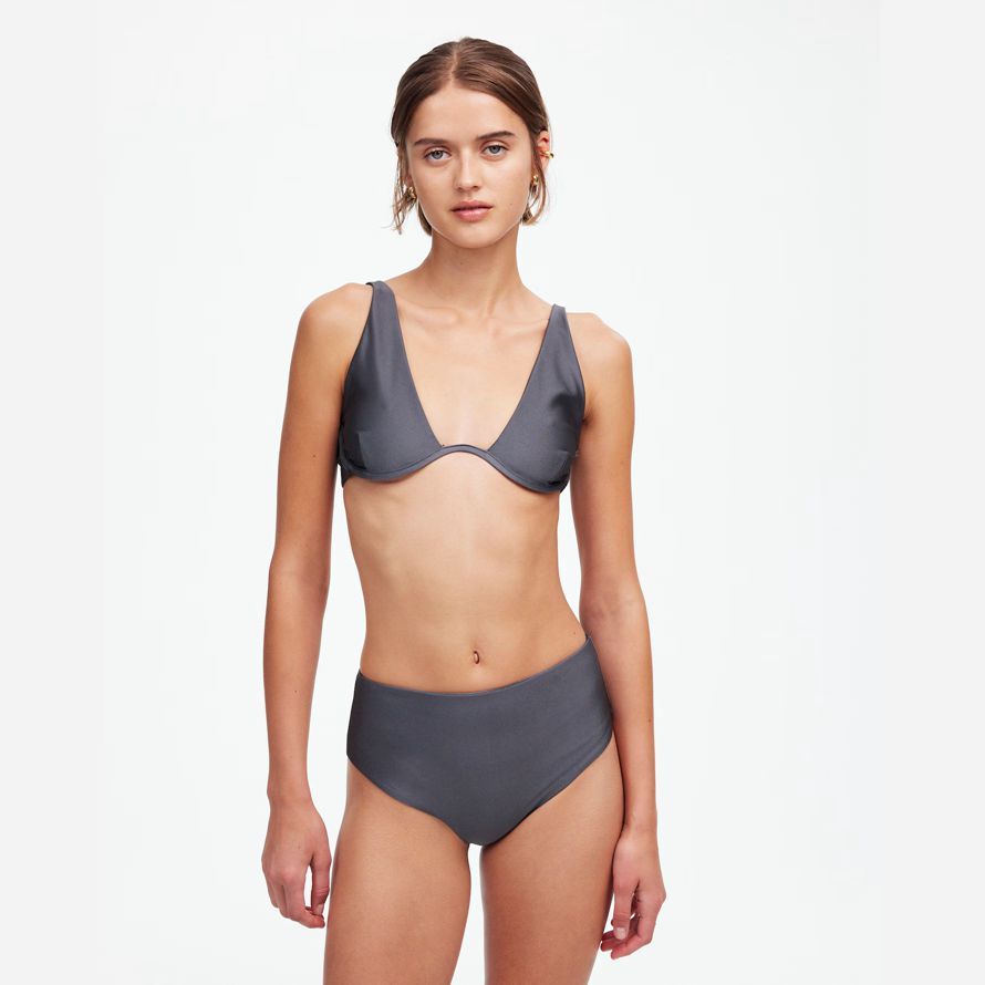 madewell jade swim paloma womens bikini top grey
