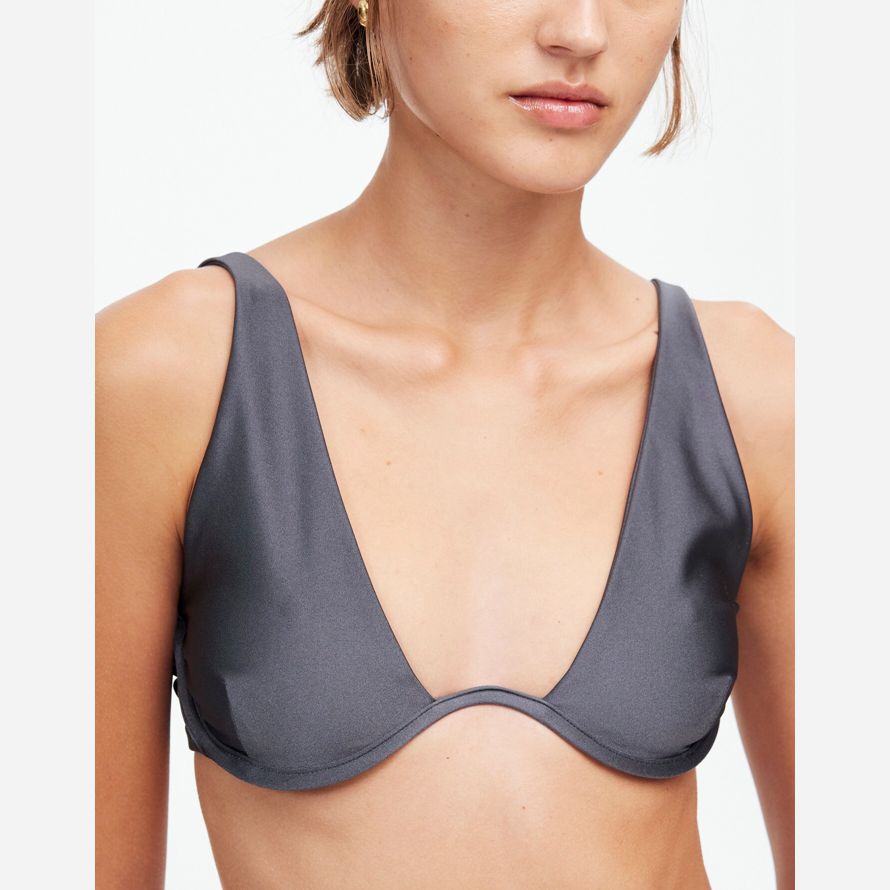 madewell jade swim paloma womens bikini top grey