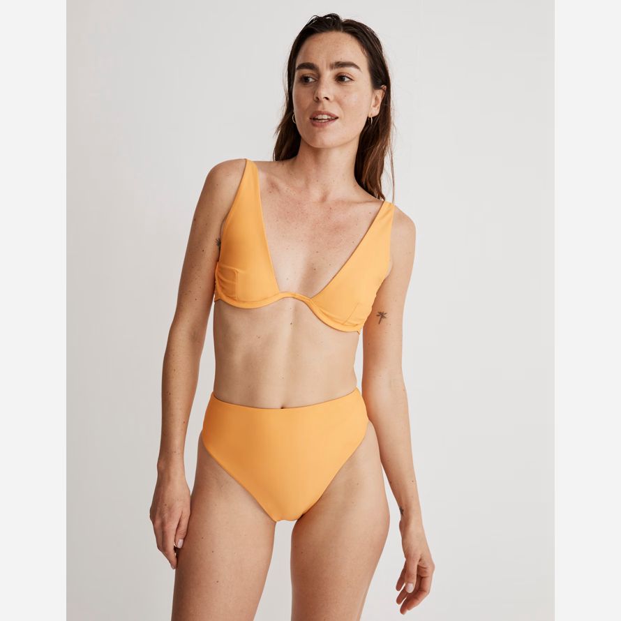 womens madewell jade swim paloma bikini top orange