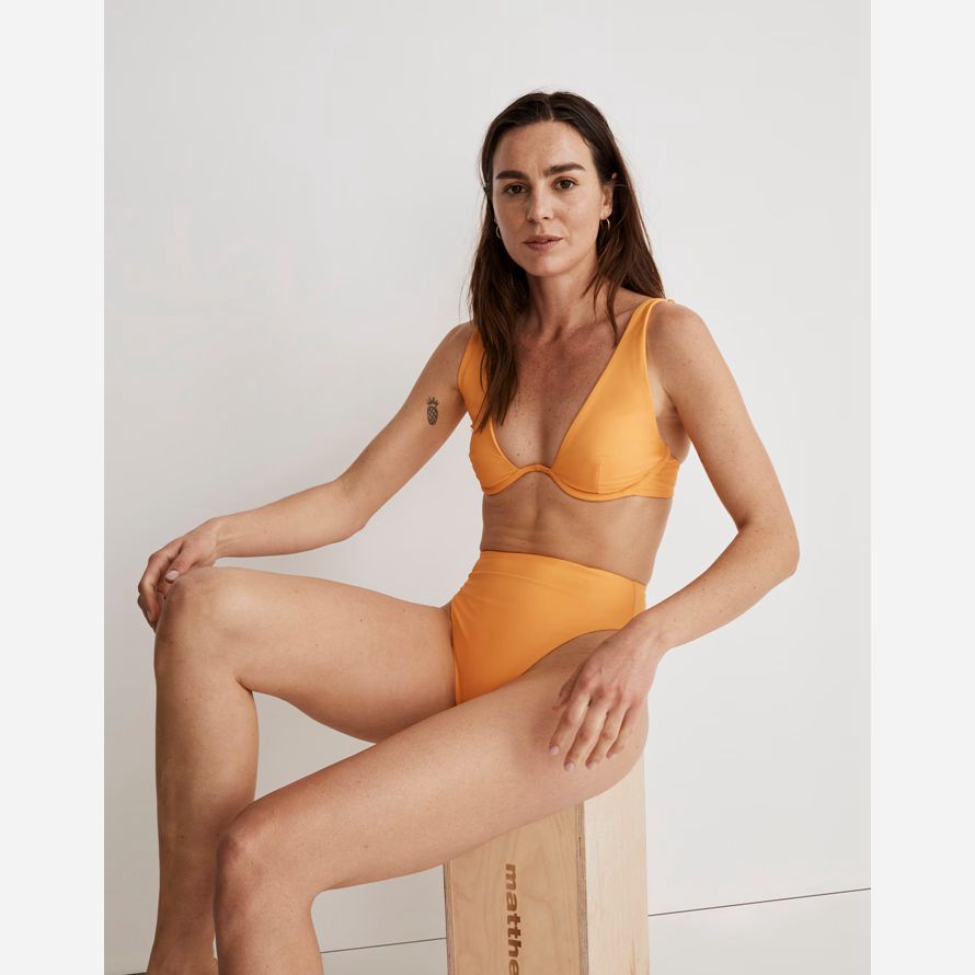 womens madewell jade swim paloma bikini top orange