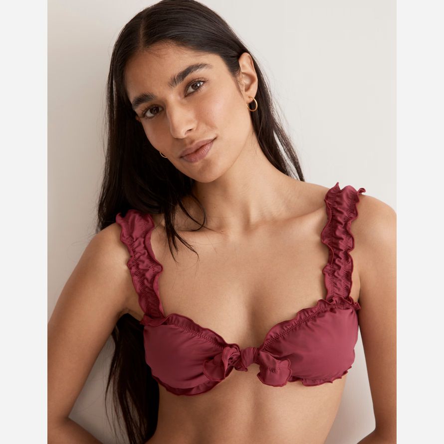 madewell frankies colby womens bikini top red