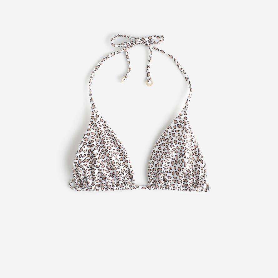 madewell zulu zephyr micro halter womens bikini top leopard