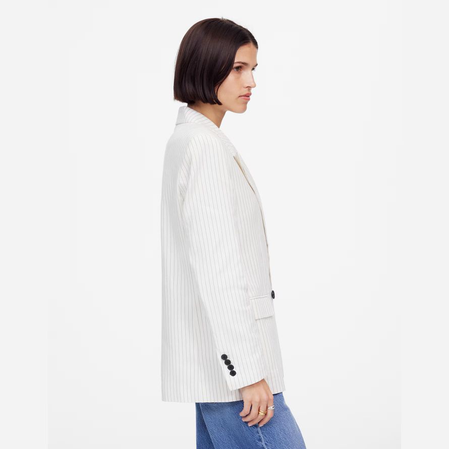madewell relaxed pinstripe linen womens blazer white