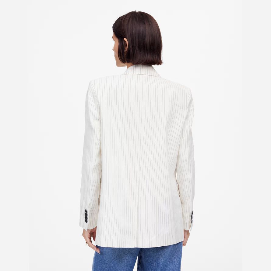 madewell relaxed pinstripe linen womens blazer white