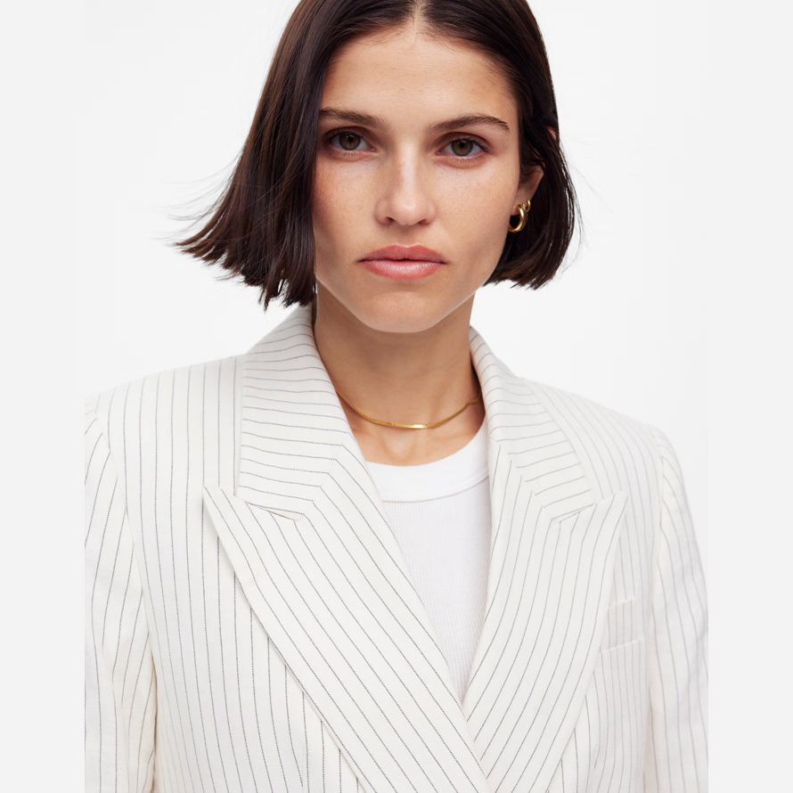 madewell relaxed pinstripe linen womens blazer white