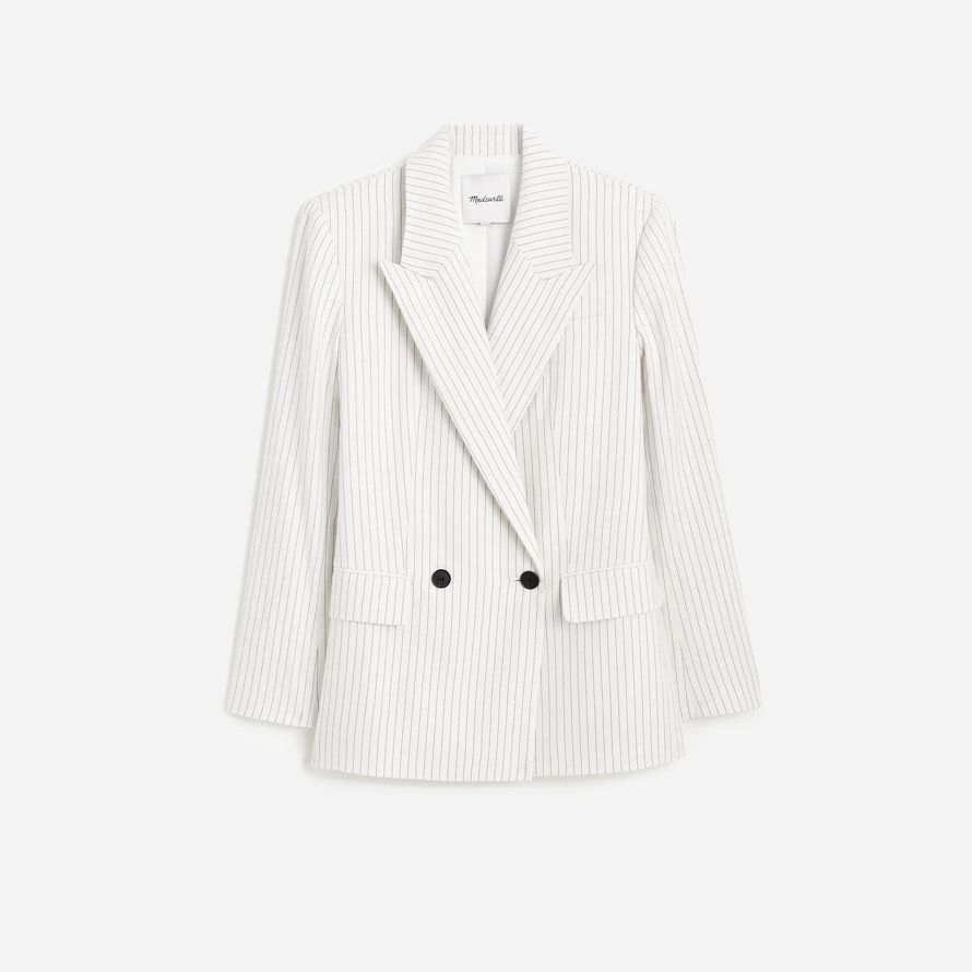madewell relaxed pinstripe linen womens blazer white