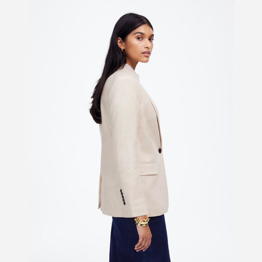 beige womens madewell the kline blazer