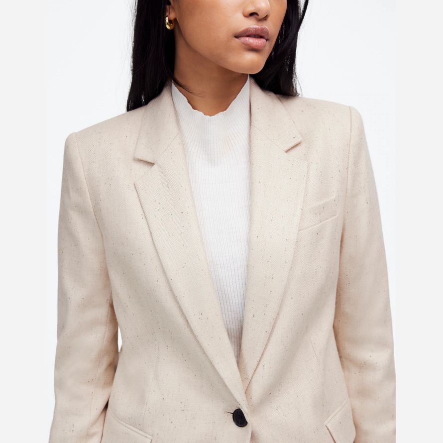 beige womens madewell the kline blazer