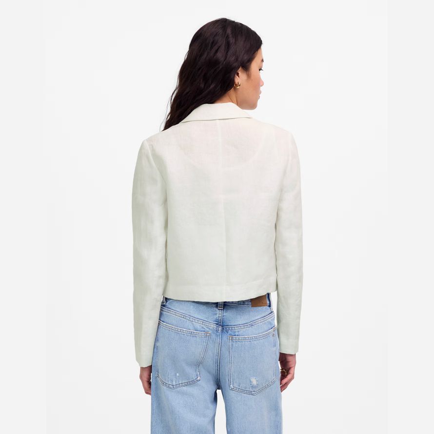 white madewell double-breasted crop womens blazer