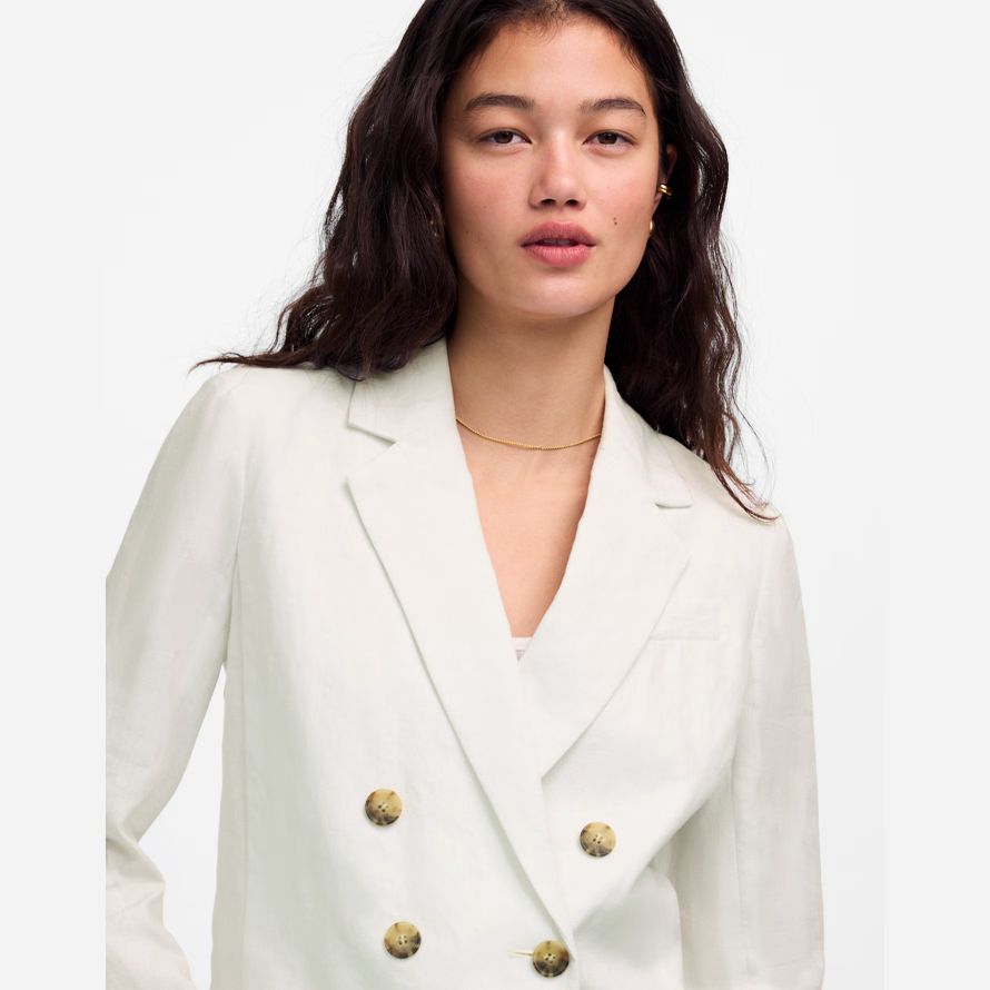 white madewell double-breasted crop womens blazer