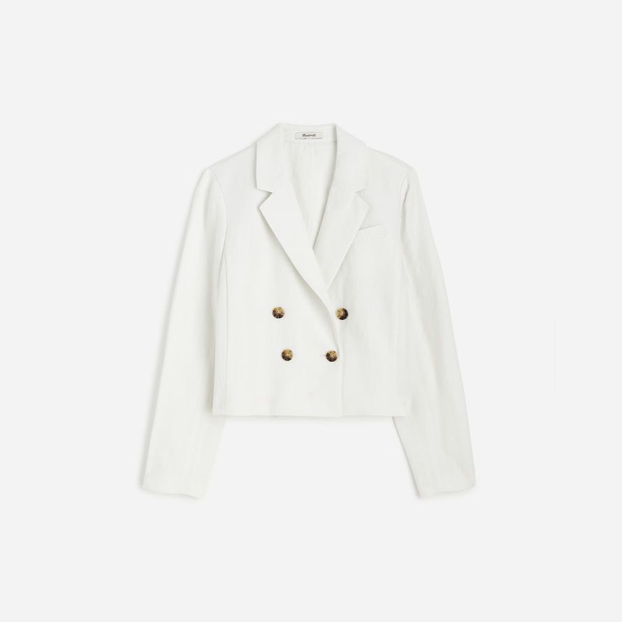 white madewell double-breasted crop womens blazer
