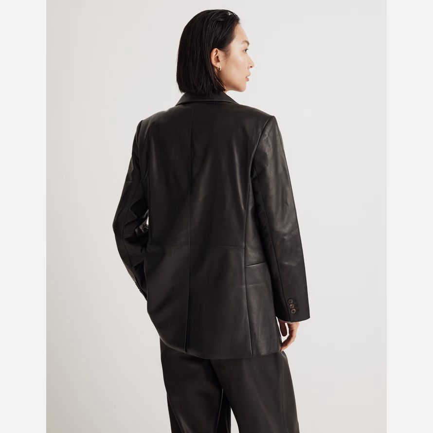 black womens madewell the bedford oversized leather blazer