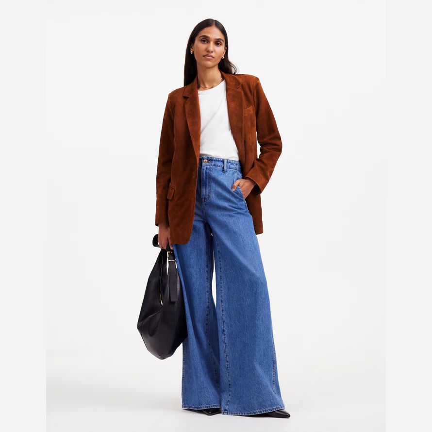 womens madewell the kline blazer dark brown