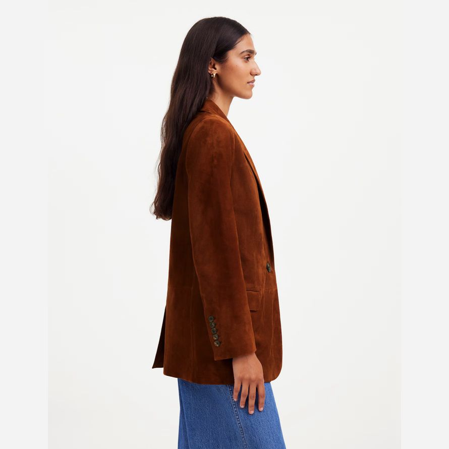 womens madewell the kline blazer dark brown