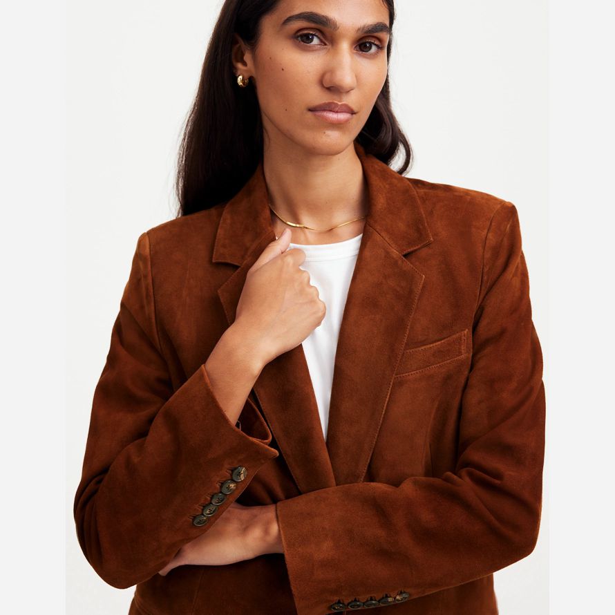 womens madewell the kline blazer dark brown