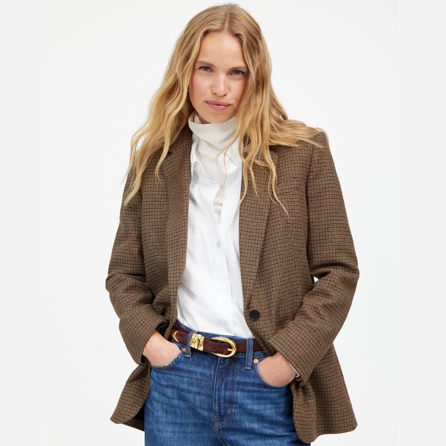 womens madewell the kline blazer brown