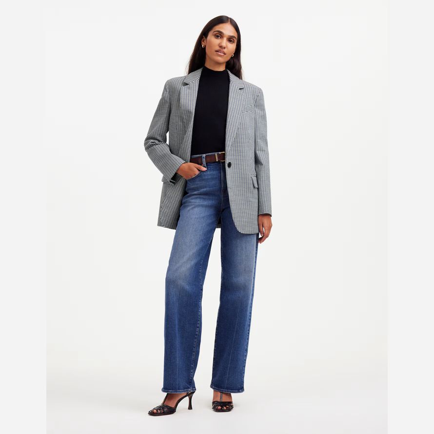 grey blue womens madewell the kline blazer