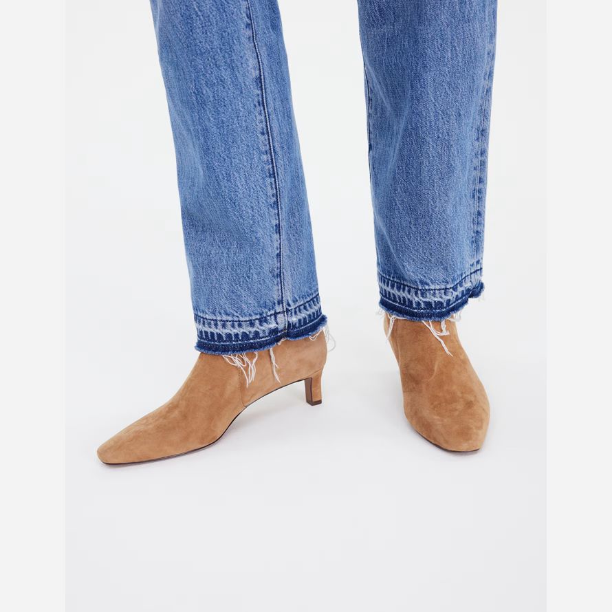womens madewell the dimes kitten-heel boots brown