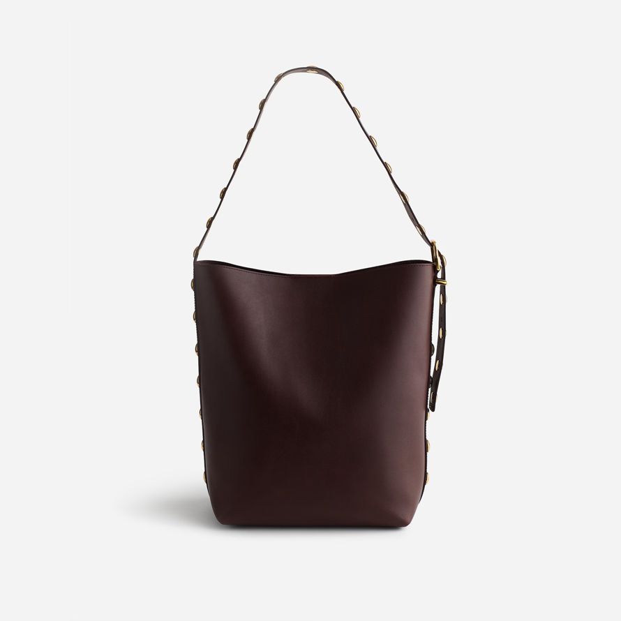 dark brown womens madewell the essential tote bucket bag