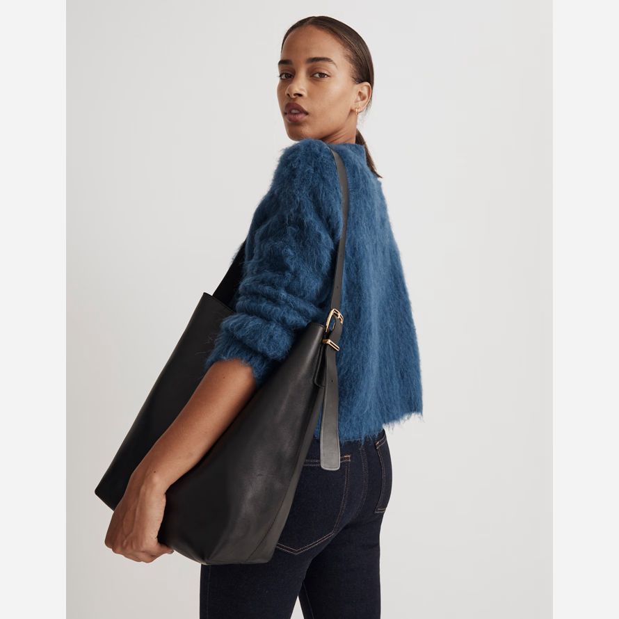womens madewell the essential tote bucket bag black