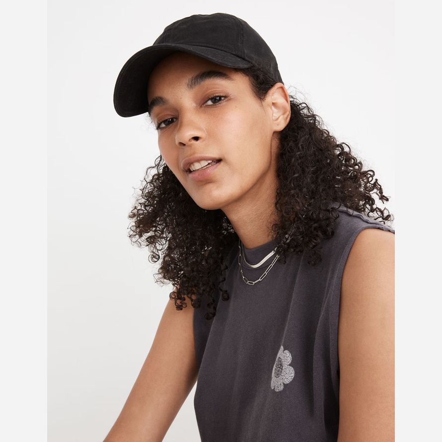 womens madewell organic cotton broken baseball cap black