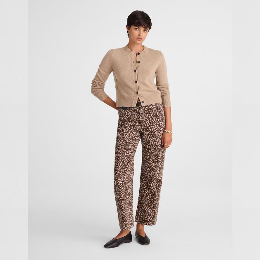 beige womens madewell cashmere button-front cardigan