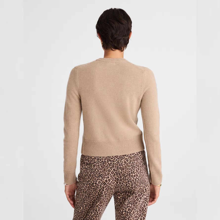 beige womens madewell cashmere button-front cardigan