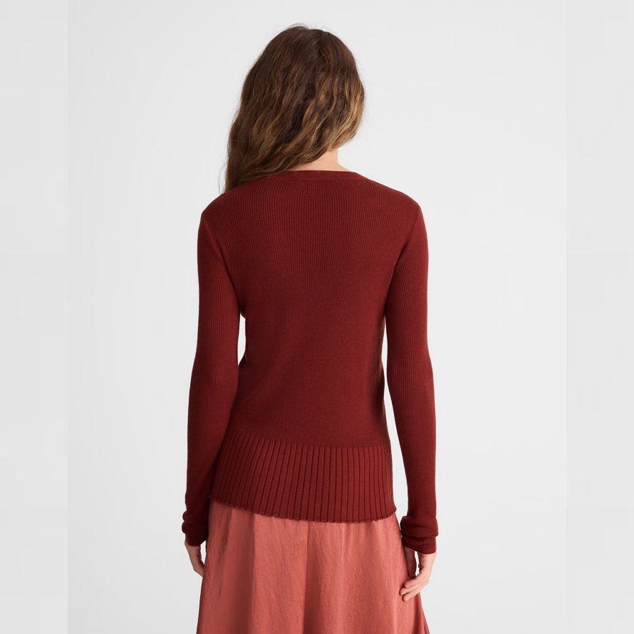 red brown womens madewell deep v-neck merino-silk blend cardigan