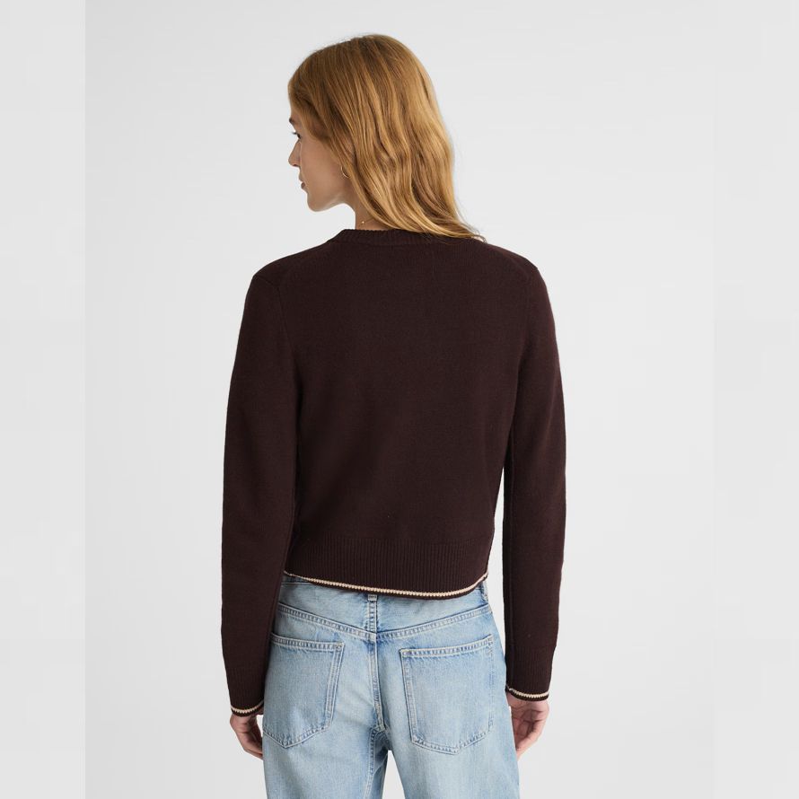 dark brown womens madewell cashmere button-front cardigan