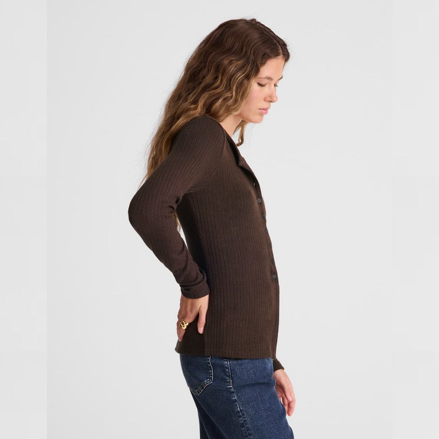 madewell textural cutaway crewneck womens cardigan dark brown