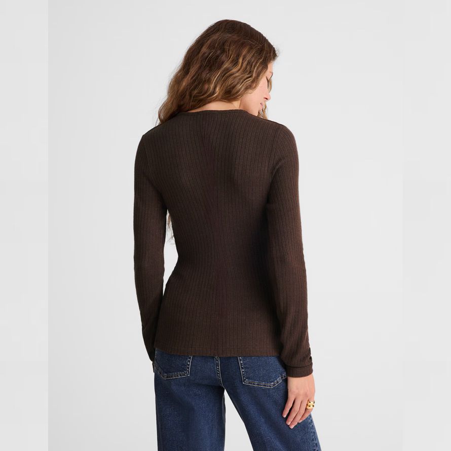 madewell textural cutaway crewneck womens cardigan dark brown