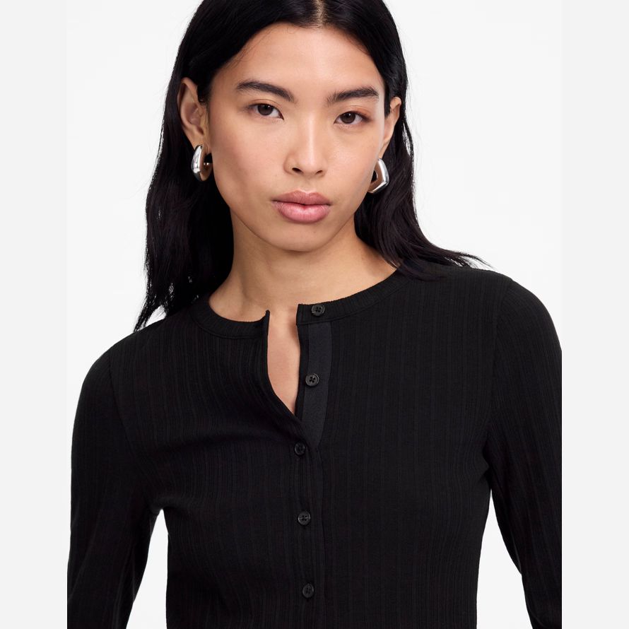 womens madewell cotton flared-sleeve cardigan black